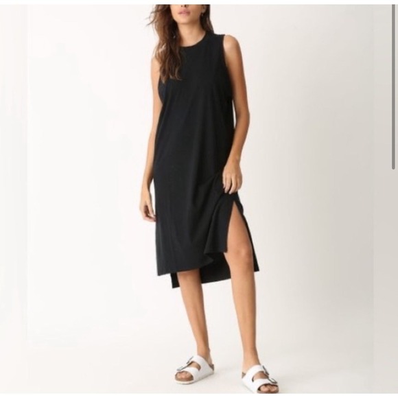 Electric & Rose Black Tank Dress Sleeveless Midi Casual Side Slit M - Picture 1 of 10